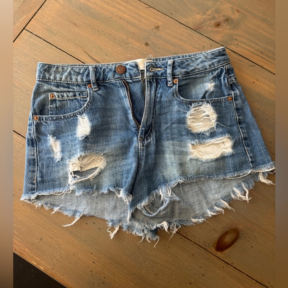 Garage Blue Distressed Festival Jean Shorts